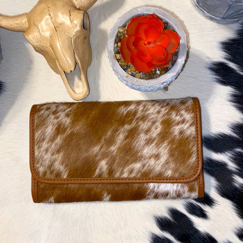 100% Real Cowhide Western Ladies Wallet Real Leather Hair On